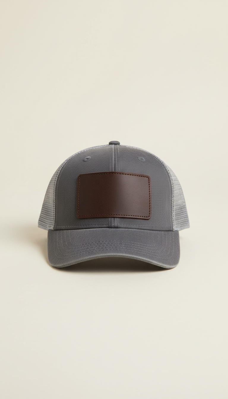Cotton Cap With Leather Patch